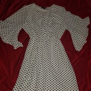 Women's Black & White Polka-dot Dress. Size PL